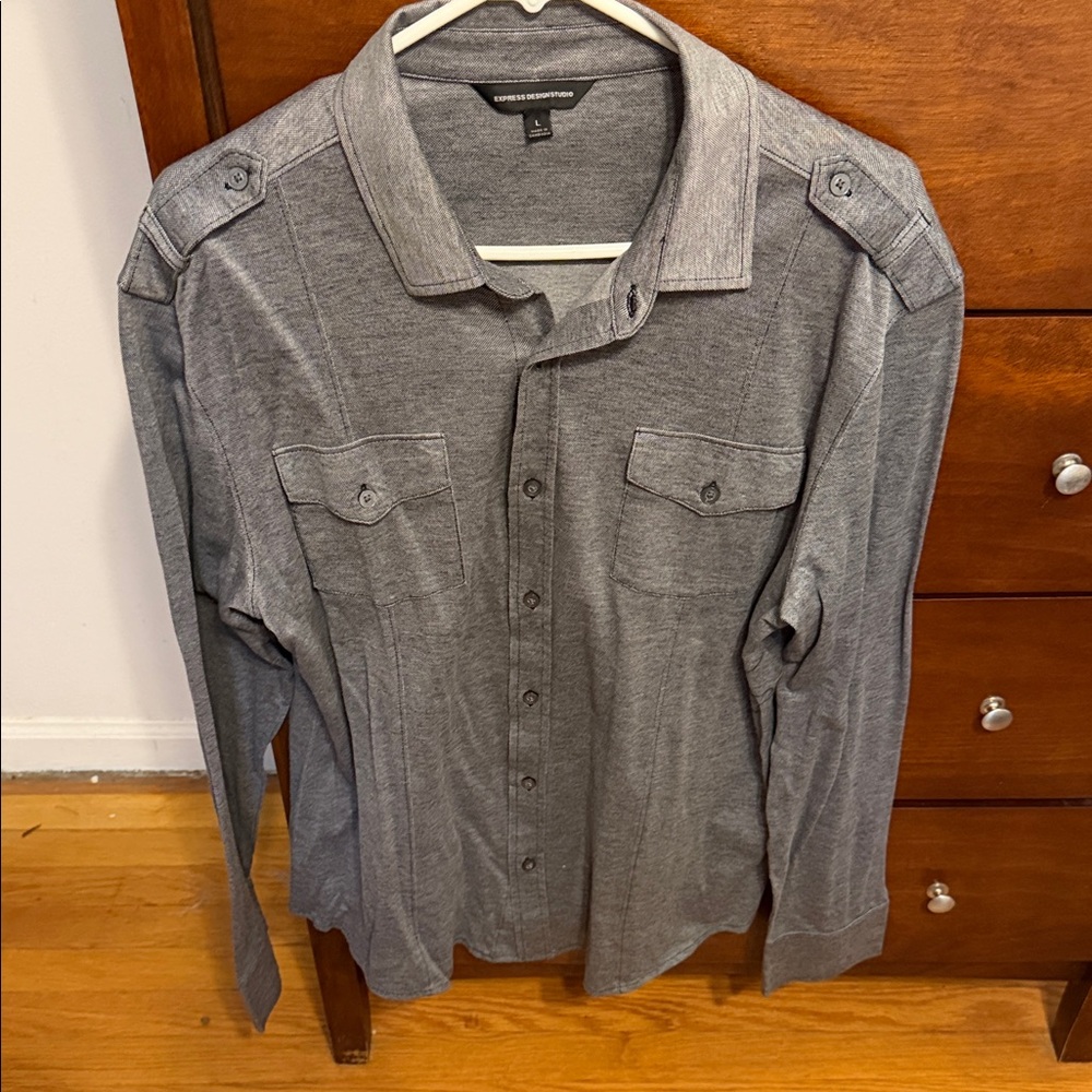 Express Men's Gray Casual Button-Down Shirt